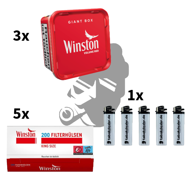 3x Winston Giant Red Volumentabak 155g 3x Winston Giant Red Volumentabak 155g